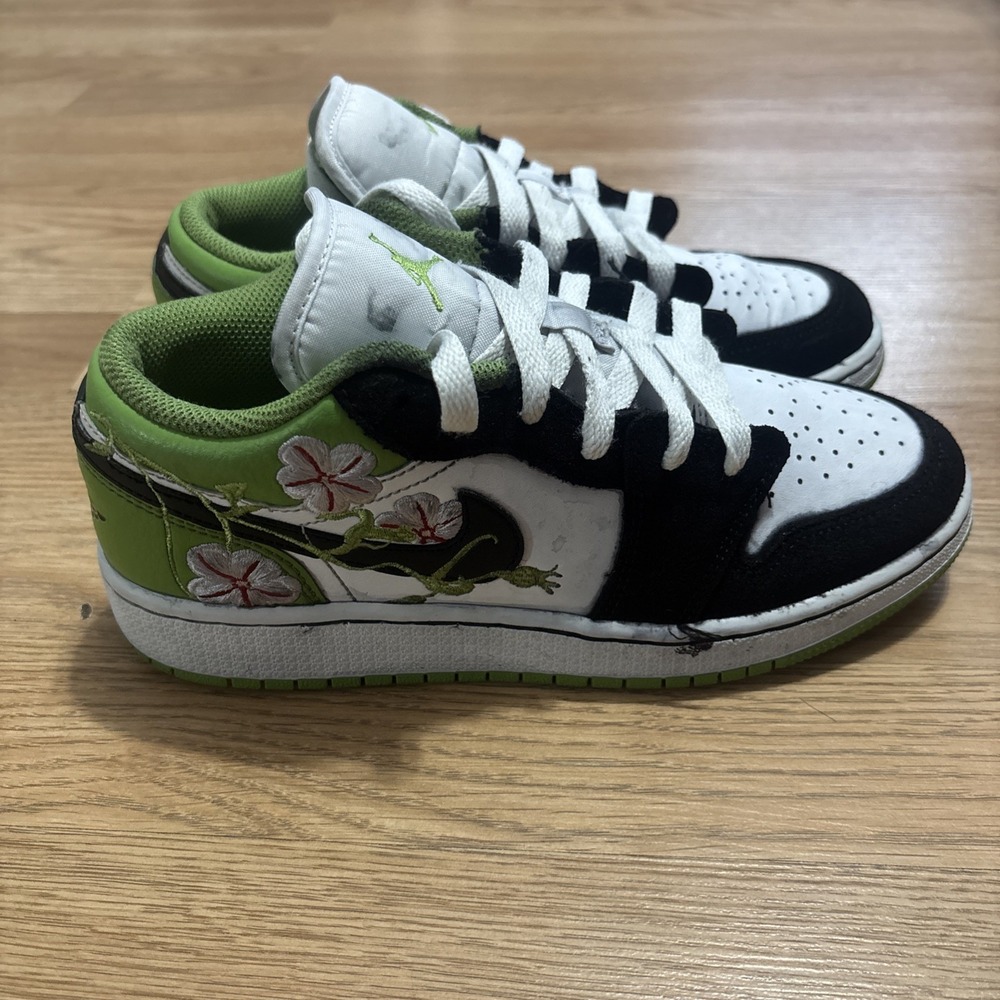 NIKE AIR JORDAN 1 LOW SE "FLORAL‎ VINES" WHITE SZ 5Y